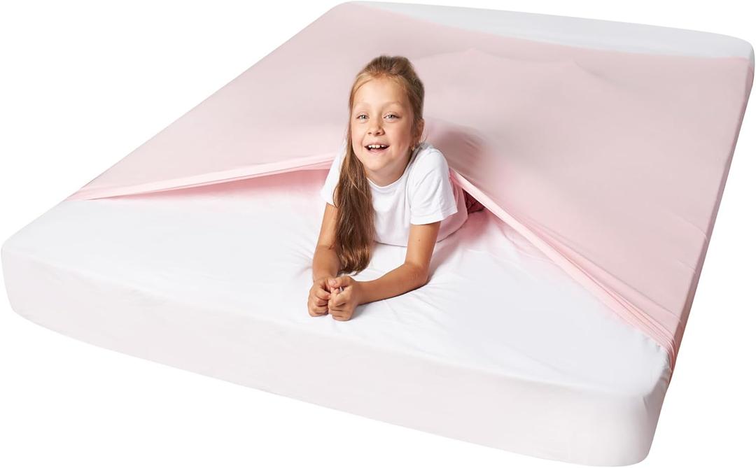 Sensory Compression Sheet for Kids | Spandex Bed Sheet for Deep Pressure Comfort | Sensory Sheet for Autism & ADHD | Breathable Bedding for Better Sleep (Twin, Baby Pink)