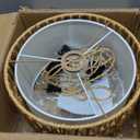 HuisMier Plug in Pendant Light Rattan Hanging Lamp 15 Ft Boho Hanging Lights with Rattan Woven & Fabric 2 in 1 Shade, Dimmable Plug in Pendant Light for Living Room Bedroom Dining Room (Beige and White)