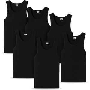 Diamond Star Men's Tank Top Undershirts 6-Pack, Tagless Cotton Blend A-Shirt, Sleeveless Ribbed Comfortable Fit X-Large, 6 Pack Black