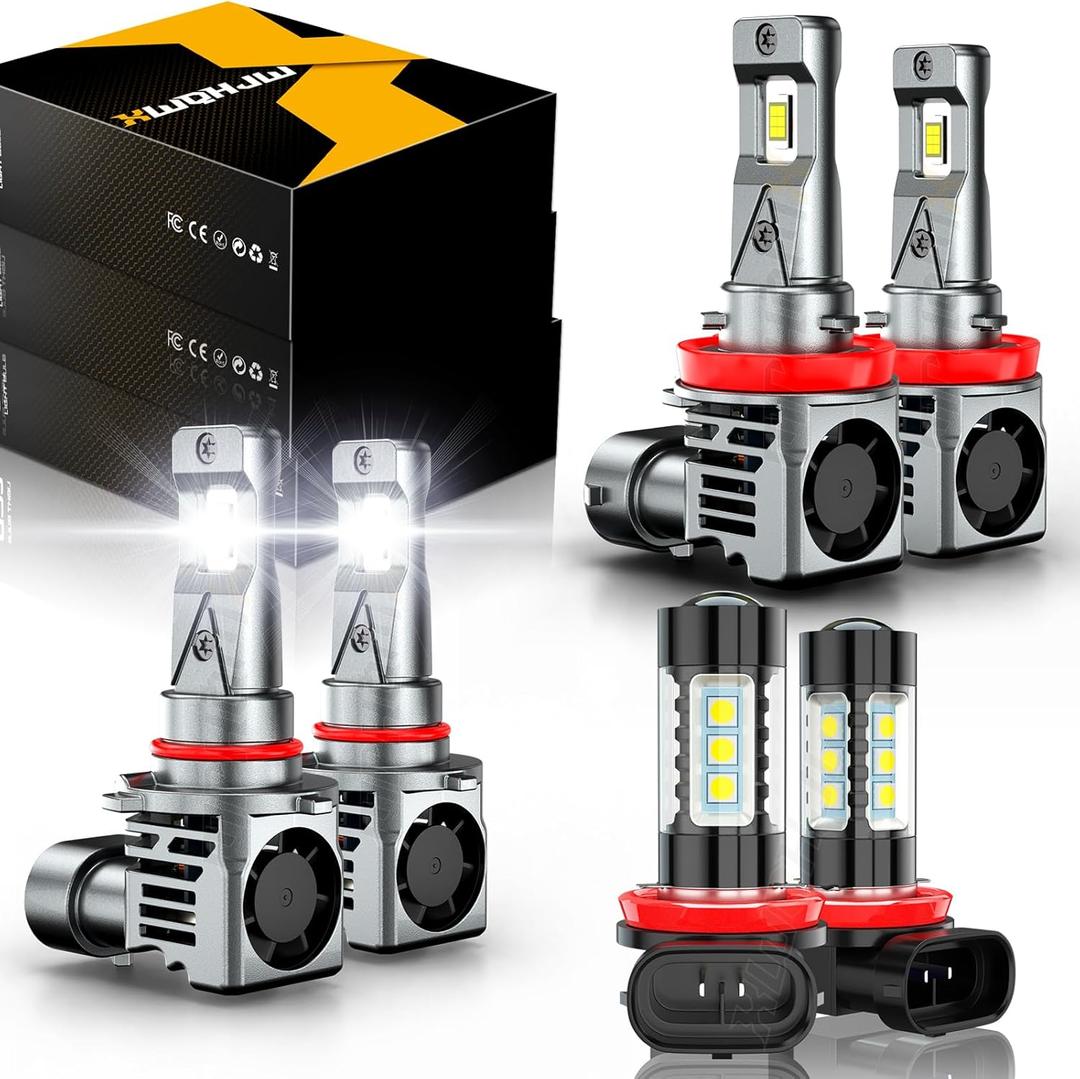 Compatible for Honda Civic Fog Light Bulbs 2016 2017 2018 2019 2020, 9005 High Beam H11 Low Beam H8 Fog Bulbs Combo Kit, 6000K White 600% Brightness, Plug n Play, Pack of 6