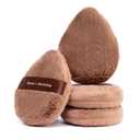 Momo's Workshop Long Fluffy Brown Egg-Shaped Powder Puff,Large Coverage, Even Powder Application, Soft Blurring Finish for Loose&Pressed Powder,Blush,Makeup Puff Applicator with Storage case,2pcs