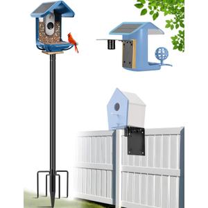 XDW-GIFTS Bird House Pole, 1 Pack 109 Inch Metal Bird Feeder Pole for Outdoor, with 5-Prong Heavy Duty Base for Birdhouse Mounting, Weather Station