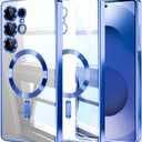 Magnetic Case for Samsung Galaxy S25,Compatible with Magsafe,Built-in Lens Protection,Clear Back Cover,Anti Yellowing,Military-Grade Drop Resistance Slim Protective Case for S25,Blue
