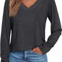 Generisch Women's Blouse Elegant Tops Long Sleeve Wrap Tops Women's Long Tunic Top Satin Shirt Print