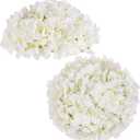 BLOSMON Hydrangea Artificial Flowers Ball: 2 Pcs White Fake Silk Flower Centerpieces Decoration - Faux Hydrangeas Floral Arrangements for Wedding Home Room Table