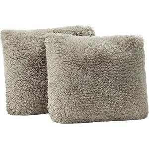 4 x TOONOW Set of 2 Decorative Throw Pillow Covers 18x18,Fluffy Pillow CoversLuxury Faux Fur Sofa Pillow Covers for Sofa Couch Living Room Bedroom, No Pillow Insert (Pumice Stone)