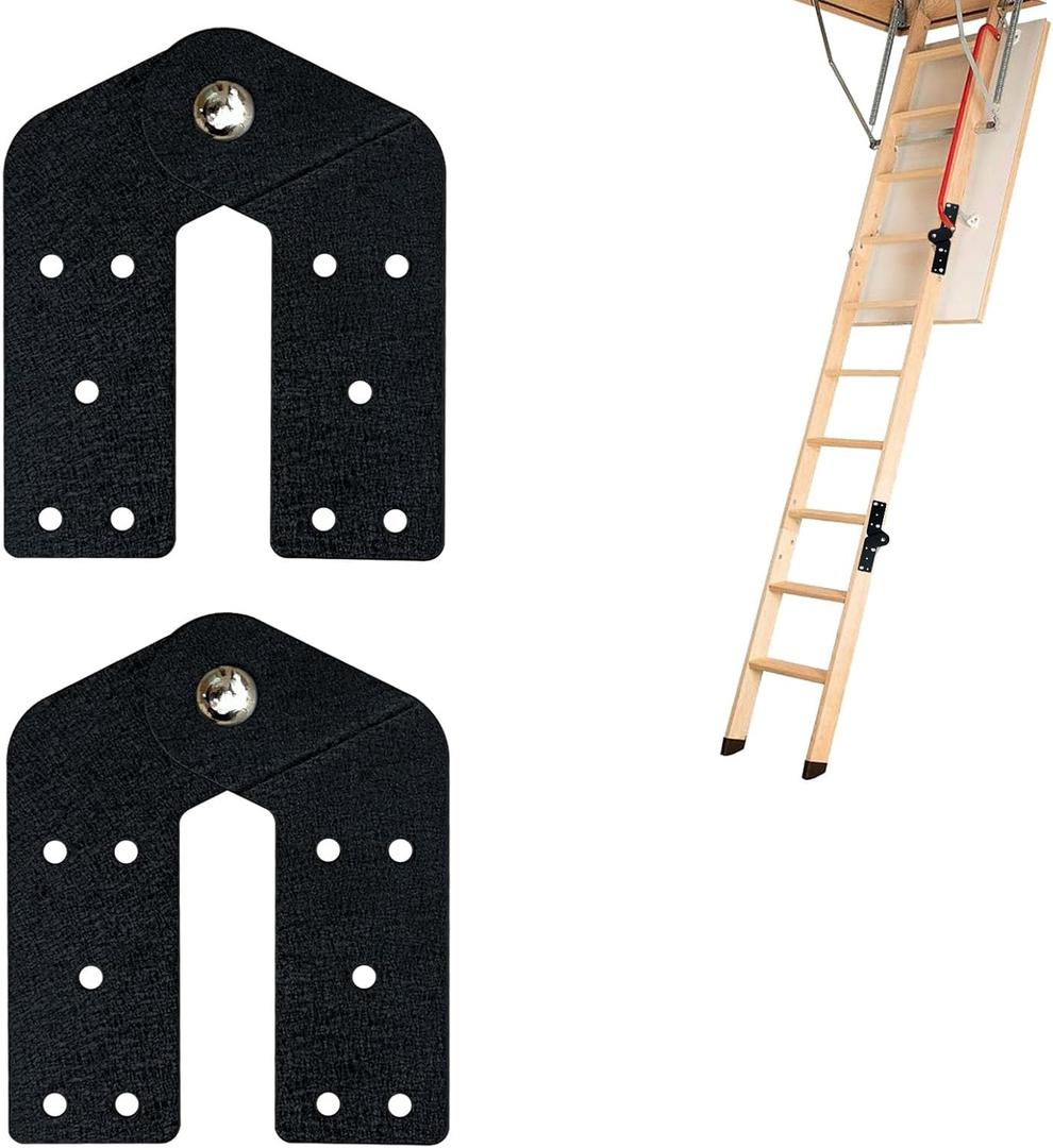 2 Pcs Attic Ladder Hinge Pull Down Stair Parts Suitable for Restoring Old Loft, DIY Ladder (Black)