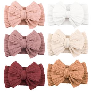 Niceye Handmade Baby Headbands Soft Stretchy Nylon Hair Bands with Bows for Newborn Infant Baby Toddler Girls (Red)