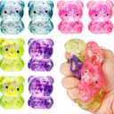 8 Pack Bear Squishy Toys, Glitter Colorful Sensory Stress Balls for Anxiety Relief, Squishy Balls Fidget Toys for Kids Adult, Squeeze Balls Bulk, Party Favors Goodie Bags Stuffer for Boys Girls