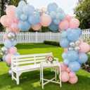 139 Pieces Gender Reveal Balloon Garland Arch Kit with Pink and Blue Balloons, Silver Balloons for Boy or Girl, Gender Reveal Decorations, Birthday Party