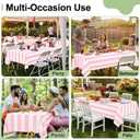 Misaya 3 Packs Striped Disposable Table Cloth, 54 x 108 Inch Waterproof Rectangle Tablecloth, Leakproof & Sturdy Decorative Table Covers for Picnic, Party and Outdoor, Pink and White