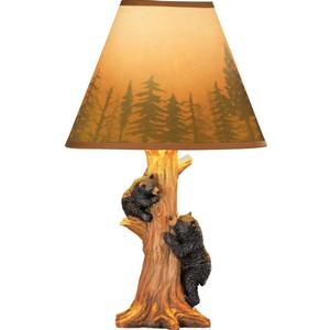 Collections Etc Rustic Climbing Bear Family Northwoods Lamp,14 3/4" H