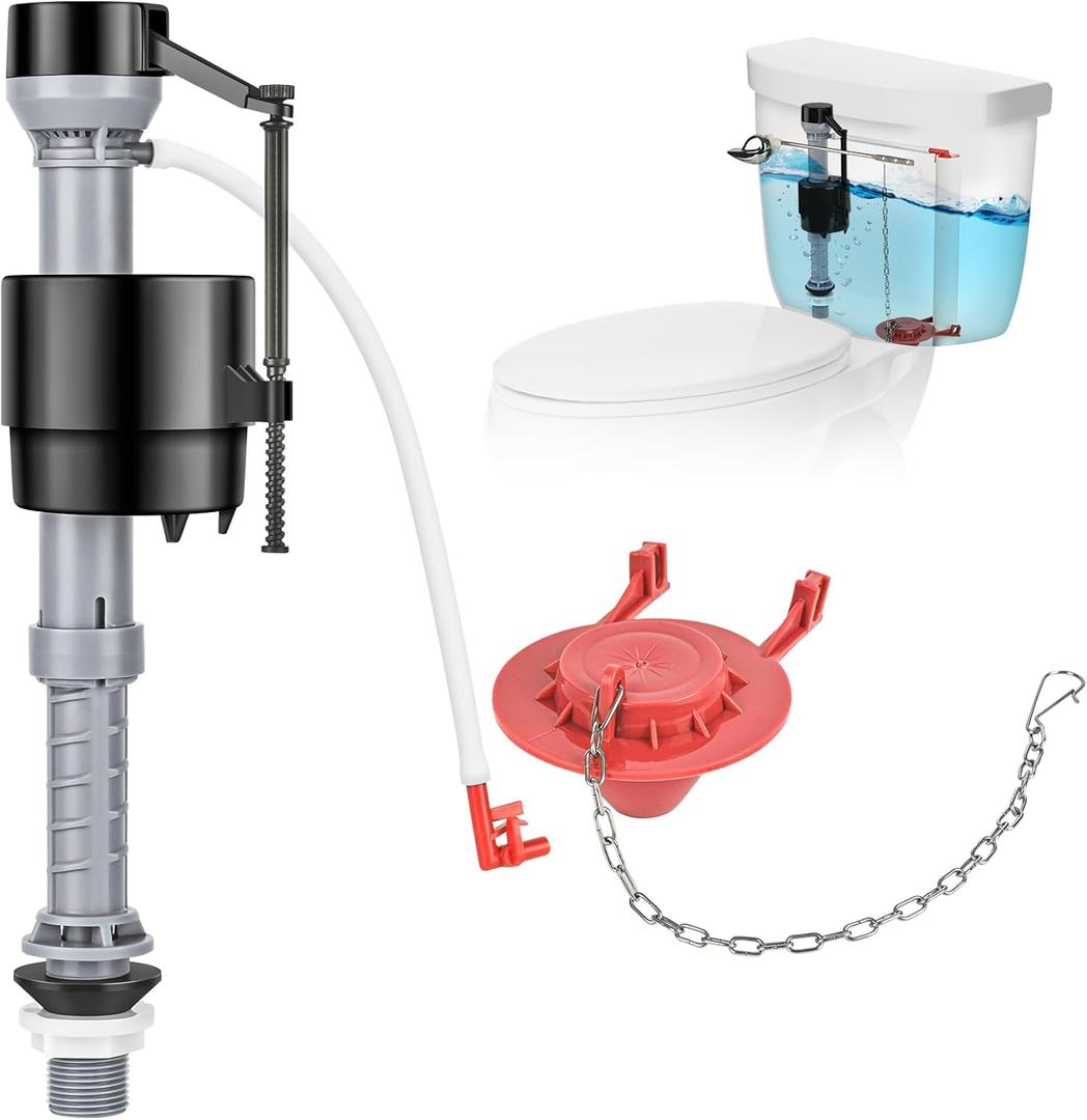 Universal Toilet Repair Kit for Inside Tank  Includes Adjustable Fill Valve & 2-Inch Flapper, Quiet & Easy Installation (Red, 1-Pack) Universal Toilet Repair Kit for Inside Tank  Includes Adjustable Fill Valve & 2-Inch Flapper, Quiet & Easy Installation (Red, 1-Pack)