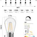 Svater 36 FT Outdoor String Lights 2W, Commercial Grade Patio Light with 13 pc Edison Shatterproof Bulbs, IP65 Waterproof LED Hanging Lighting for Bistro Cafe Market Outside Backyard, Warm White 2700K