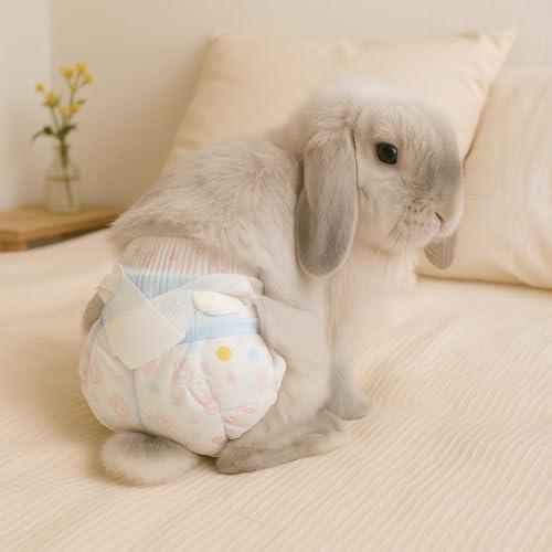 Leakproof Rabbit Diapers Disposable Bunny Pet Diaper for Small Rabbits, Incontinence & Potty Training (1 Package/Trial Set, XS) (1 Package/Trial Set, XS Size (Recommended for 2-5 lbs)