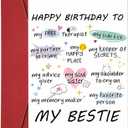 Funny Birthday Card for Women Sister, Heartfelt Birthday Cards for Best Friend Sister Women Cute Greeting Card