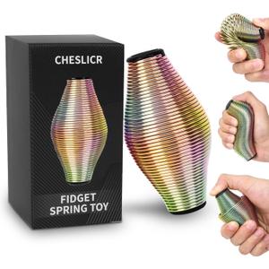 Metal Fidget Spring Toys Adults, Easter Basket Stuffers Filler Gift for Kids Teen Boy Men, Quiet Cool Stuff Gadgets Office Desk Stress Relief Ball Sensory Tool ADHD Fingears Grip Figette Anxiety Item
