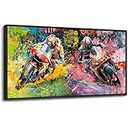 Motorcycle Wall Art, Graffiti Motorcycle Pictures Wall Decor, Racer Sports Canvas Prints Painting, Modern Large Framed Artwork For Living Room Office Bedroom Bathroom Corridor 60"x 30"
