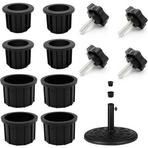 12Pcs Umbrella Base Stand Hole Ring Plug Cover and Cap Patio Umbrella Stand Replacement Parts Umbrella Stand Base Stabilizer Sleeve with M8 Thread Replacement Hand Knob Threaded