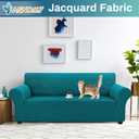 Asnomy Couch Covers for 3 Cushion Couch Stretch Sofa Covers Slipcovers, Pet Protector Furniture Covers for Dogs Cats Spandex Jacquard Fabric Small Checks LargePeacock Blue