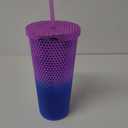 24oz Insulated Double Wall Cold Cup with Lid and Straw, BPA-Free Plastic Travel Mug, Model Creative Large-Capacity Portable Car Cup (710ml),Transparent Purple A