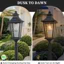 47.3 Inch Black Solar Lamp Posts Outdoor Waterproof Aluminum Solar Pole Lights with Water Ripple Glass Dusk to Dawn Outdoor Post Lights Hard Wired Include Remote Control and LED Bulb