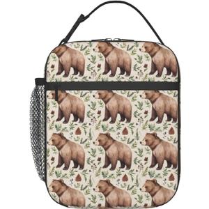 Bear Lunch Box Insulated Lunch Bag for kids Girls Boys,Reusable Lunch Box Containers for Women Men,Durable Cooler Tote Bag Lunchbox for Office/School/Picnic
