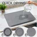 Large Stone Dish Drying Mats for Kitchen Counter,20"(L)16"(W) Diatomaceous Earth Stone Mat With 4pc silver metal feet,Super Absorbent Fast Drying,Non-Slip Multi-purpose Kitchen Mat