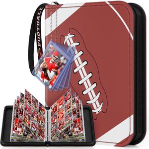 Mlikero 720 Pockets Football Card Binder, Sports Card Binder with Card Display Design, Premium Card Ablums with Sports Pattern Wristband Fit for Football Cards 2025