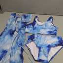 Enlifety 5-12T Girls Swimsuit 3 Piece Bikini Bathing Suit with Cover Up Quick Dry Swimwear (7-8 Years, Marble)