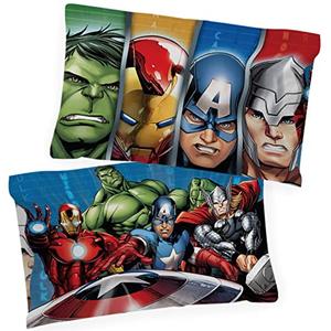 Jay Franco Marvel Avengers Halo 2 Pack Pillowcase - Double-Sided Kids Super Soft Bedding Features Captain America, Hulk, Iron Man, & Spiderman