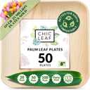 Chic Leaf Palm Leaf Plates Disposable Inch Square Pack Compostable Biodegradable & Eco Friendly Plates - Microwave Safe, Disposable for Party Events or Wedding Decor (50, 8" Pack)