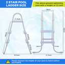 Threlaco Above Ground Pool Ladder Steel Frame Swimming Pool Entry Exit Ladder Non Slip Metal Frame Steps, Weight Capacity 300lbs(White,33 Inch)