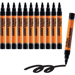 Artline Professional Concrete Permanent Markers with Durable 1.5mm Bullet Tip, Heavy Duty and Ideal for Rough Surfaces, Quick-Dry Ink Construction Markers, and for Parking Lot Marking - Black, 12-Pack