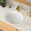Undermount Bathroom Sink 19x16 Inch White Porcelain Ceramic Lavatory Vanity Sink with Overflow, Under Counter Bathroom Sink, Oval Undermount Vessel Sink for Bathroom