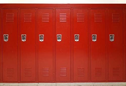 YongFoto 7x5ft Red Locker Backdrop Sports Gym School School Safety Locker Room Background Backdrop for Photography Students Kids Adults Sports Photoshoot Props Class Party Decoration Video Drape (7x5ft)