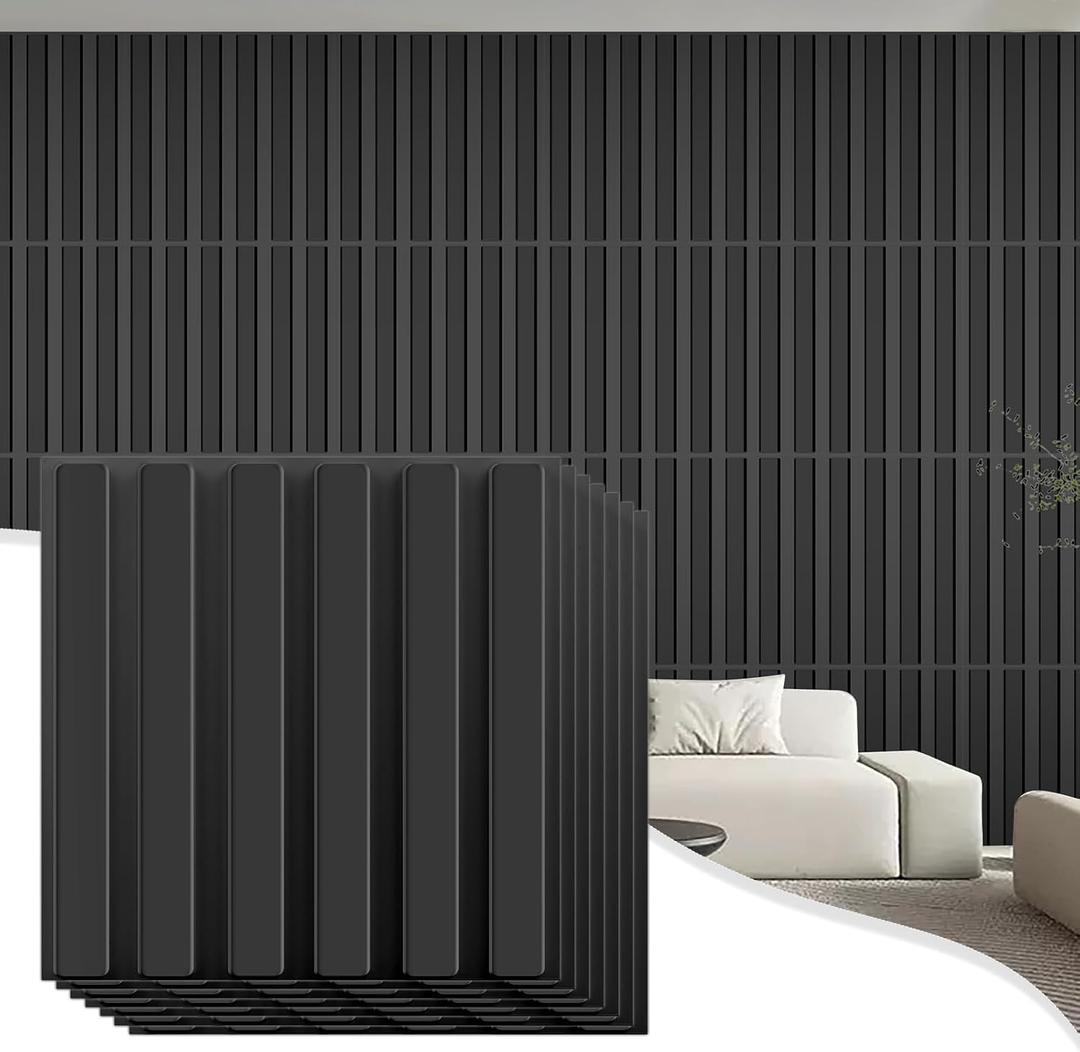20 Pack 3D PVC Wall Panels 12x12 Inch - 20 sq. ft., Black, Modern Style, Waterproof Cuttable, Easy to Install for TV Background, Bathroom, Studio