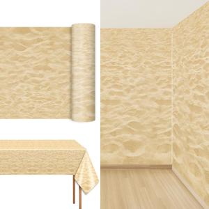 party greeting Beach Sand Tablecloth Roll 100FT x 51 Inch Disposable Summer & Tropical-Themed Events Plastic Wall Backdrop for Travel, Photo Booth Props, Birthday Party Decor