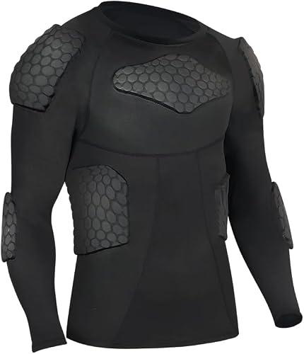 Padded Compression Shirt, Short Sleeve Football Protection Gear, Small