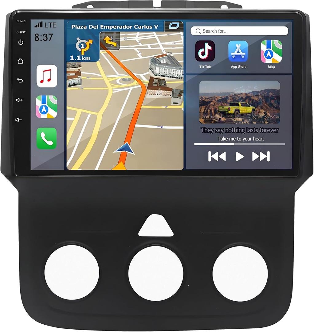 for Dodge RAM 1500 Radio Upgrade 2013-2019: 4GB+32GB Android 14 Car Stereo Replacement with Wireless CarPlay Android Auto - 9 Inch Touchscreen Head Unit GPS Navigation