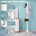 Haddockway Wooden Coat Rack Stand with 8 Hooks New Zealand Pine 3 Adjustable Coat Standing Tree Easy Assembly for Coats, Hats, Scarves and Handbags for Entryway, Hallway, Bedroom, Office, White