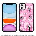 Cute Skull Skeleton Black Border Case Compatible with iPhone 14, Horror Unique Pink Halloween Ghost Pattern Design Case for Teens Men and Women