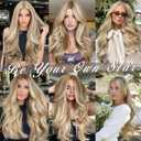 BARSDAR Blonde Wavy Clip in Hair Extensions - 20 Inch Loose Wavy Layered Clip in Hair Extensions for Women, 5 PCS Lace Weft Soft Synthetic Dirty Blonde Balayage Hairpieces Voluminous Easy Wear