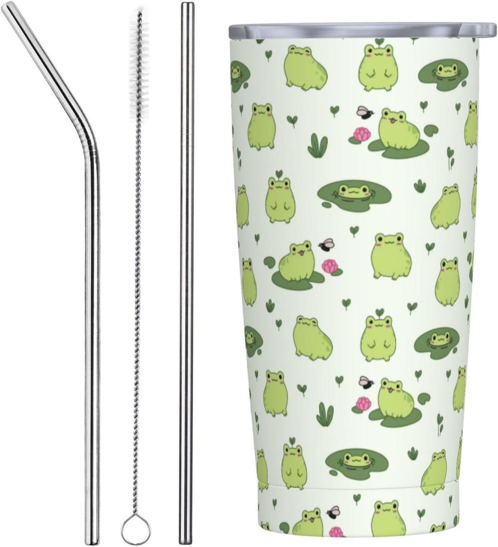 Frog Tumbler 20 OZ with Lid and Straw, Insulated Cup Mug Tumbler, Frog Gifts for Men Women