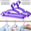 Baby Hangers with Metal Ring Clips, Children Plastic Hanger for Kids Pants Clothes Closet, 20 Pack, Purple