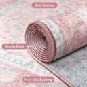 Pink Area Rug 3x5 Washable Rugs for Bedroom Girls Floral with Non Slip Backing, Low Pile Carpet for Entryway, Kitchen or Living Room, Light Pink Blue