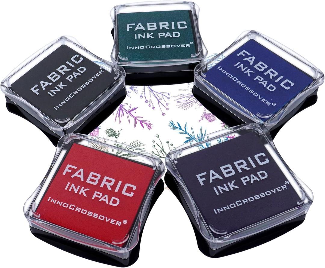 Stamp Pad, Fabric Ink Pad Stamps Set, 5 Colors Non-Toxic Pigment Ink Pad for Stamps, Rubber Stamps, Card Making Supplies, Wood, Fabric and Paper Surface. Stamps for Crafts (Pack of 5)