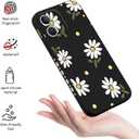 LEECG for iPhone 12 Mini Case, Astronaut Floral Butterfly Print Creative Design Phone Cover Anti Scratch Soft Microfiber Lining Liquid Silicone Phone Case 12 Mini-Daisy Black