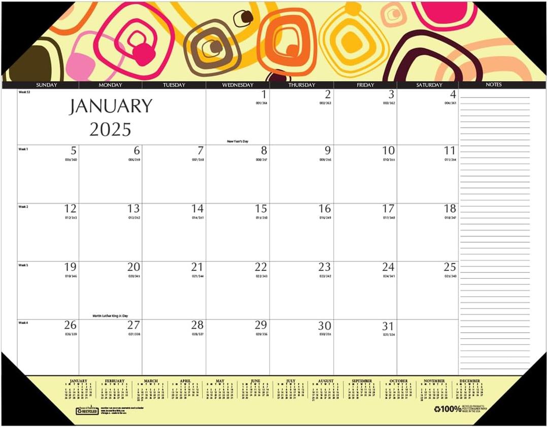 House of Doolittle 2025 Geometric Monthly Desk Pad Calendar, 22 x 17 Inches, January - December