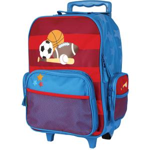 Stephen Joseph Kids Classic Rolling Luggage, Kids Luggage, Toddler Rolling Travel Carry On, Kids Suitcase with wheels, (Blue and Red)